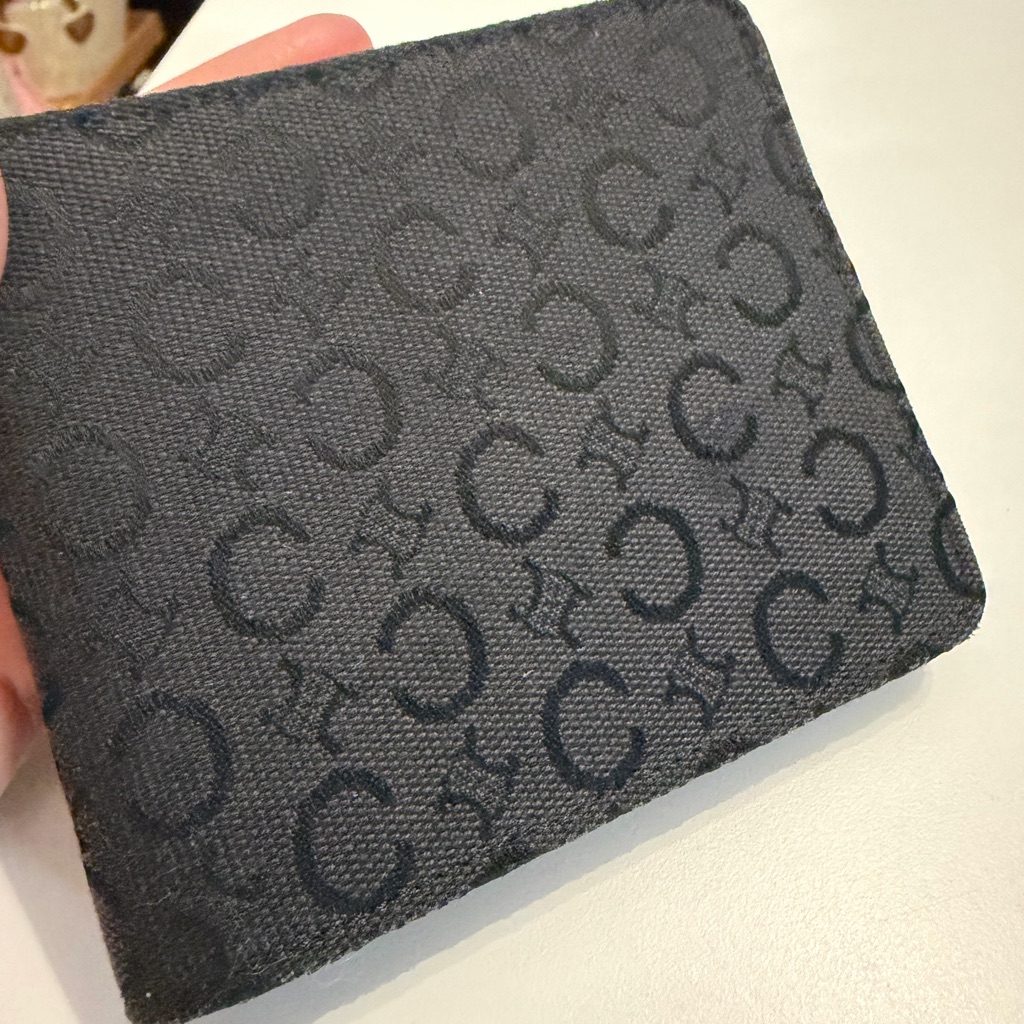 Celine Black Embossed Signature Bifold Wallet- Unisex